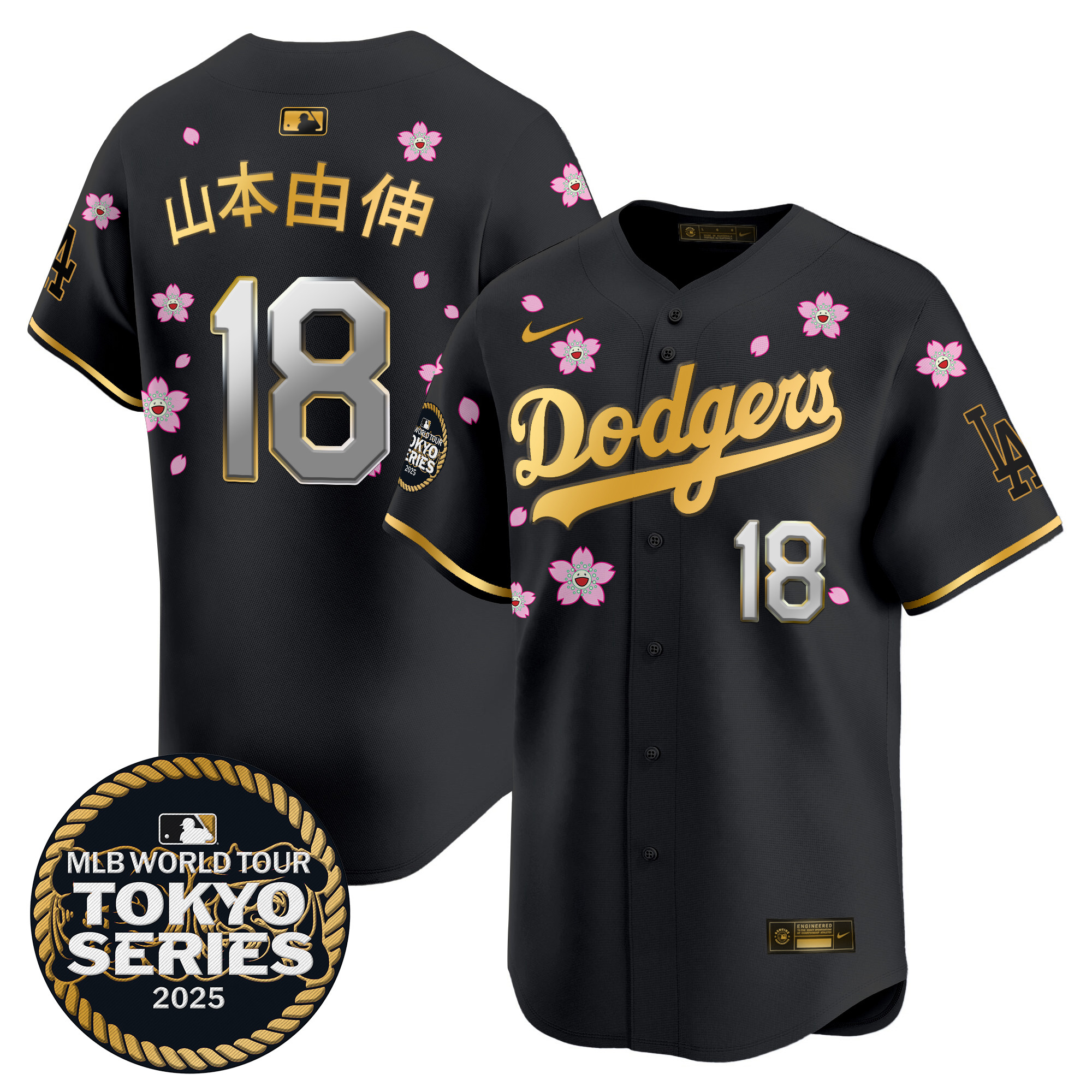 Men Los Angeles Dodgers 18 Yamamoto Tokyo Series black Limited Stitched 2025 Jersey style 7